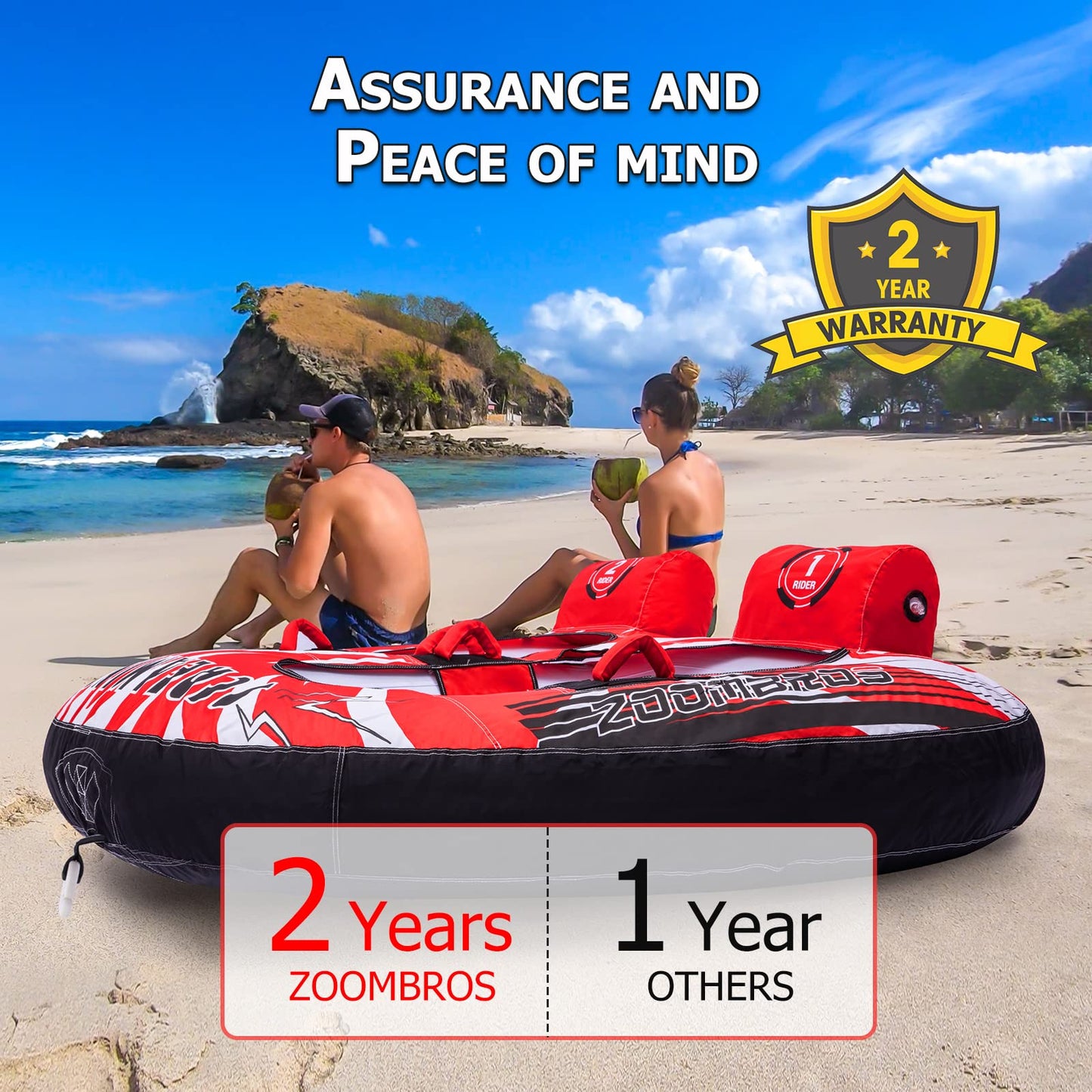ZOOMBROS Towable Tubes for Boating 2-3 Person, Water Tubes for Boats to Pull, Safety Inflatable Boat Tubes Large Capacity