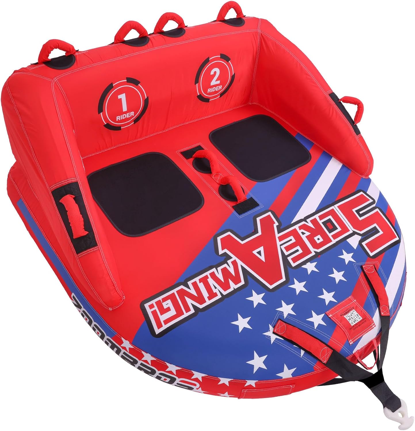 ZOOMBROS Towable Tubes for Boating 2-3Person, Front/Back Tow Points Sofa Style Boat Tubes and Towables, Holds 340-510 lbs Large Capacity, Premium Nylon Cover, Perfect for Kids & Adults