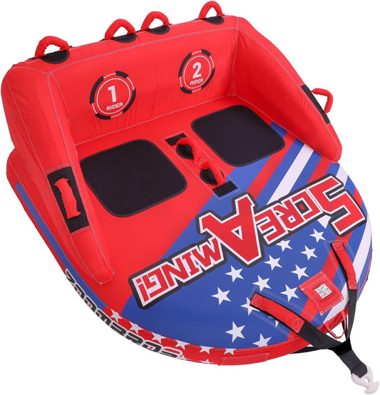 ZOOMBROS Towable Tubes for Boating 2-3Person, Front/Back Tow Points Sofa Style Boat Tubes and Towables, Holds 340-510 lbs Large Capacity, Premium Nylon Cover, Perfect for Kids & Adults