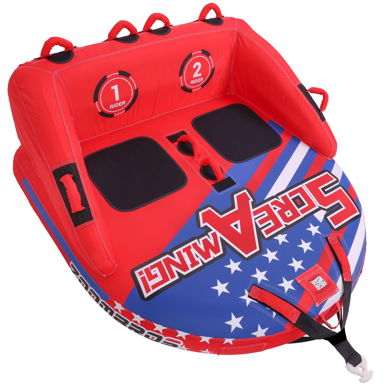 ZOOMBROS Towable Tubes for Boating 2-3Person, Front/Back Tow Points Sofa Style Boat Tubes and Towables, Holds 340-510 lbs Large Capacity, Premium Nylon Cover, Perfect for Kids & Adults