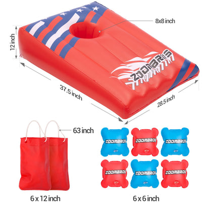 Pool Cornhole 2 Sets, 6 Bean Bags Toss Games with 4 Anchor Bags, Inflatable Cornhole Pool Game Floating Pool Toys for Adults Teens and Family