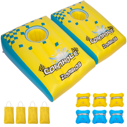 Pool Cornhole 2 Sets, 6 Bean Bags Toss Games with 4 Anchor Bags, Inflatable Cornhole Pool Game Floating Pool Toys for Adults Teens and Family