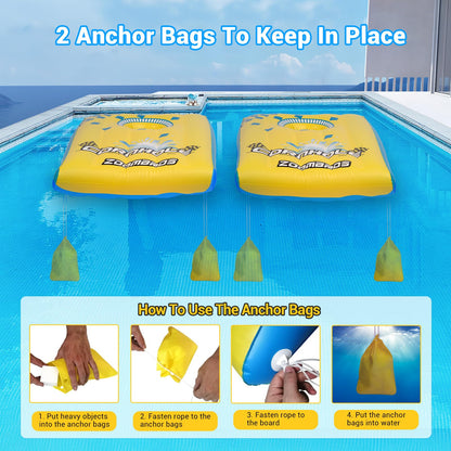 Pool Cornhole 2 Sets, 6 Bean Bags Toss Games with 4 Anchor Bags, Inflatable Cornhole Pool Game Floating Pool Toys for Adults Teens and Family