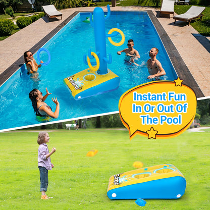 Pool Cornhole 2 Sets, 6 Bean Bags Toss Games with 4 Anchor Bags, Inflatable Cornhole Pool Game Floating Pool Toys for Adults Teens and Family